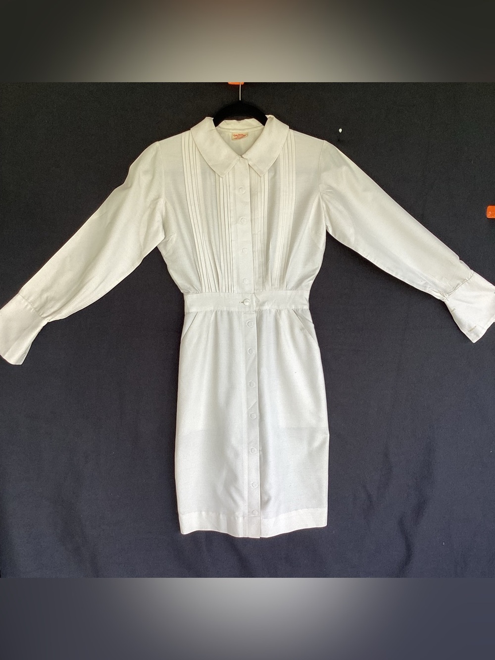 Vintage nurse or stewardess cotton white dress by the uniform company USA made